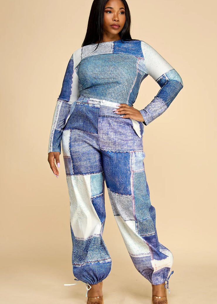 Fleur Round Neck Long Sleeves Top & Jogger Set