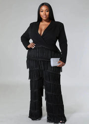 Kanika Fringe Jumpsuit (Black)