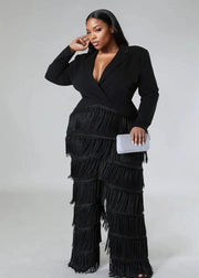 Kanika Fringe Jumpsuit (Black)