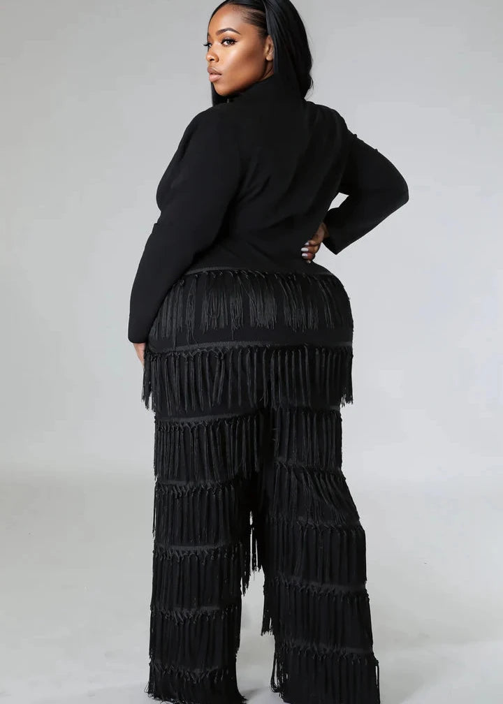 Kanika Fringe Jumpsuit (Black)