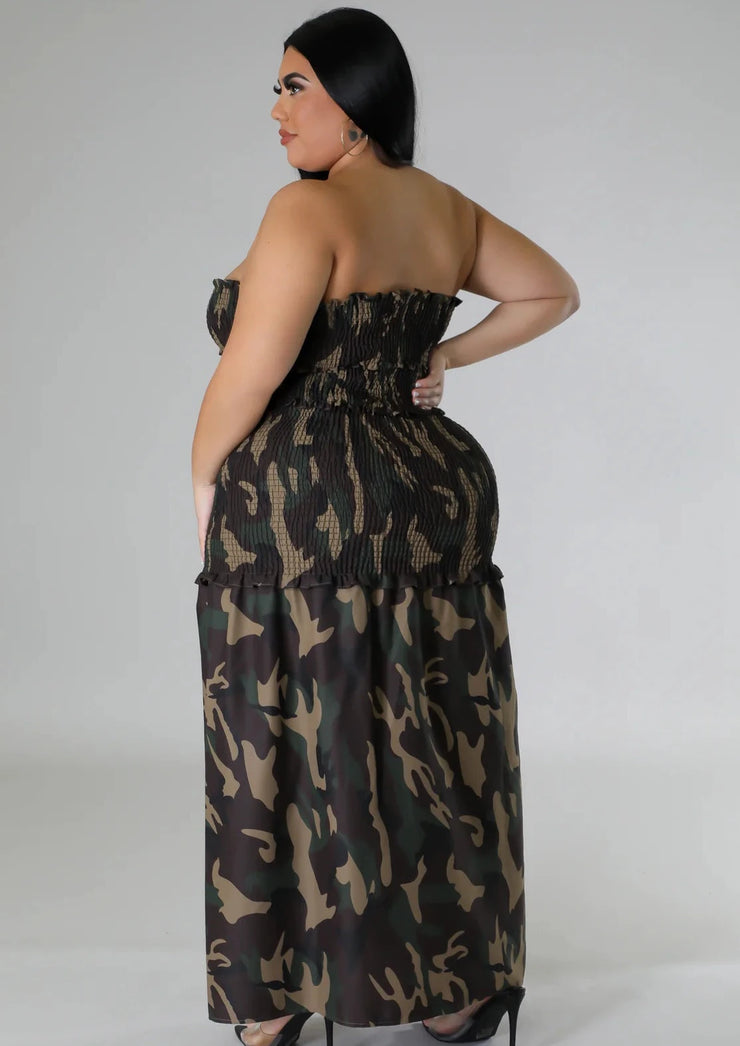 Strapless Dress with split (Camouflage)