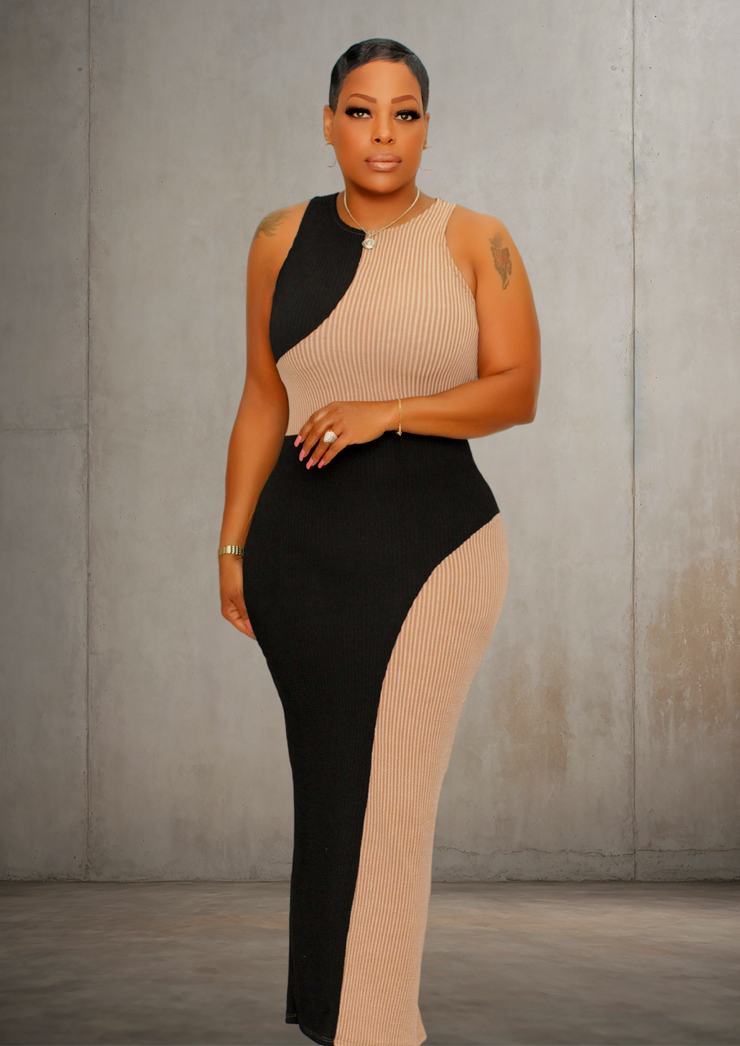 Block Party (Black and Brown Maxi Dress)