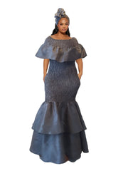 Renata Faux Silk Smock Mermaid Dress (Gray) Restock