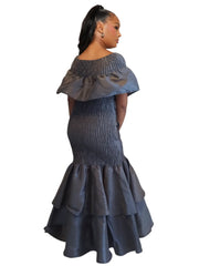Renata Faux Silk Smock Mermaid Dress (Gray) Restock