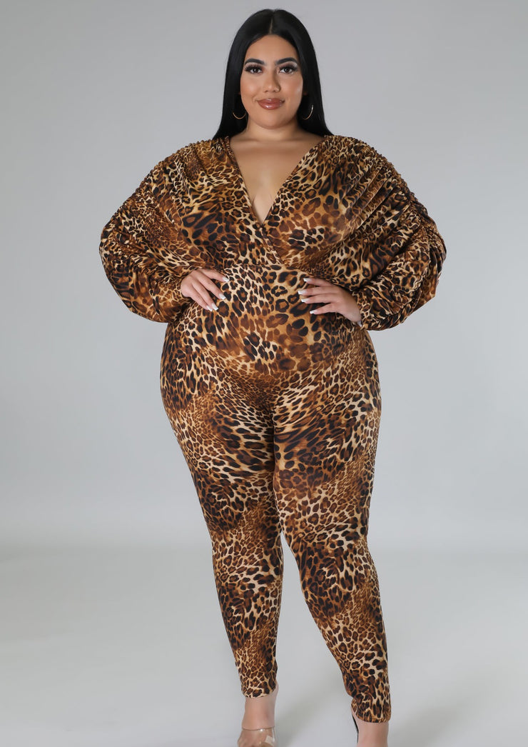 Animal Print Jumpsuit (Brown)