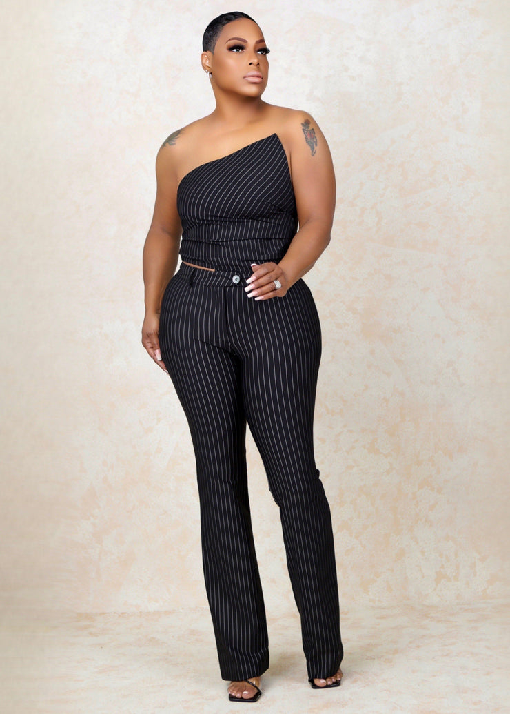 Lily Tube Top Pin Stripe Pants Set