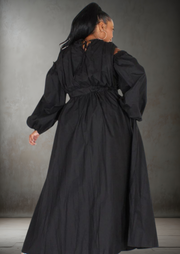 Now or Never Removeable Sleeves Maxi Dress (Black)