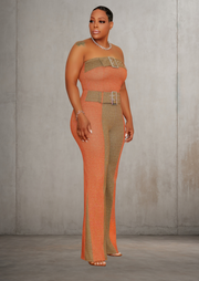 Golden Hour Ensemble Stretch Jumpsuit (Brown/Rust)