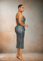 Mia Midi Dress (Denim) Restock