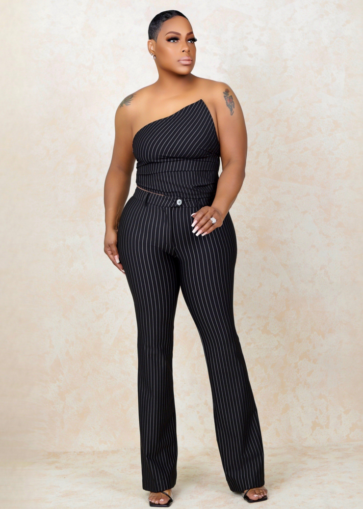Lily Tube Top Pin Stripe Pants Set