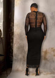 Lace Midi Dress (Black)