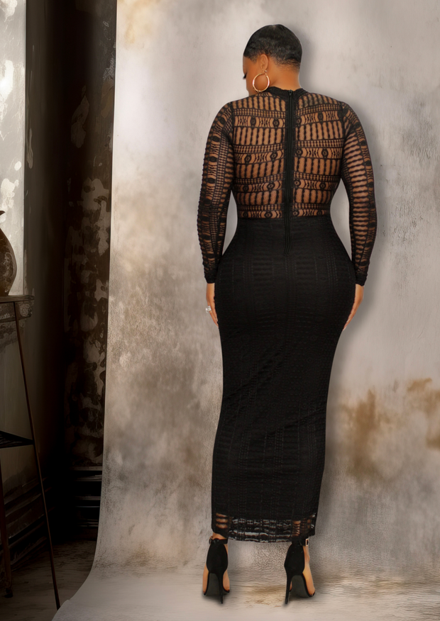 Lace Midi Dress (Black)