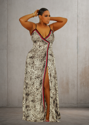 Kelly Leopard Print Cami (Grey Maxi Dress)
