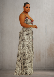 Kelly Leopard Print Cami (Grey Maxi Dress)