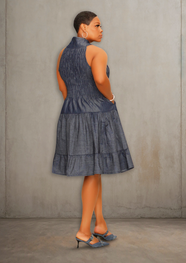 Casual Day Out Midi Length Dress (Denim)