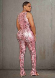 Snake Stretch Pant Set (Pink/Black)