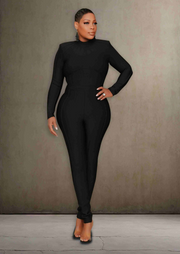 Wrap All Over Bandage Jumpsuit (Black)