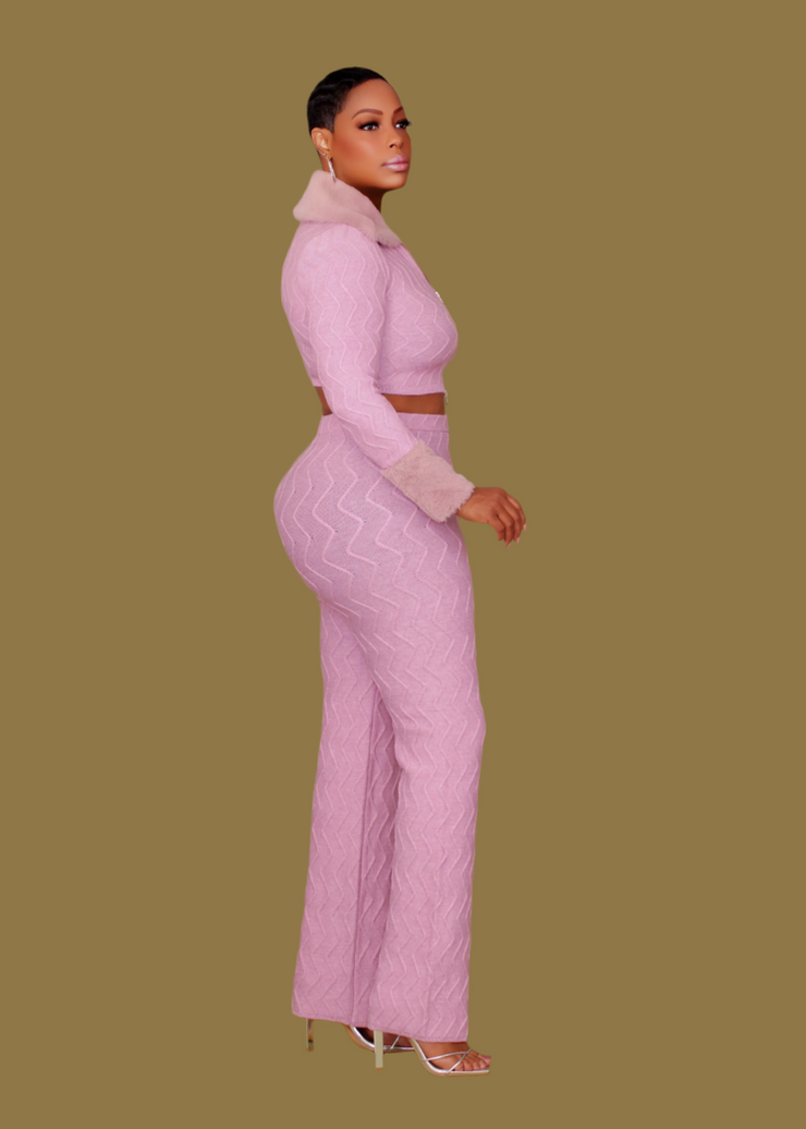 Waited Long Enough Sweater Pants Set (Pink)