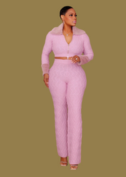 Waited Long Enough Sweater Pants Set (Pink)