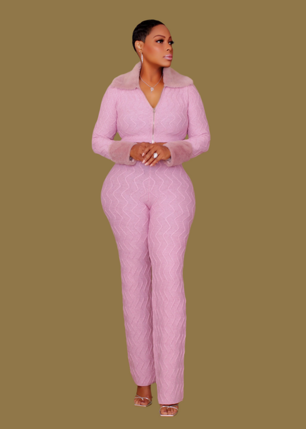 Waited Long Enough Sweater Pants Set (Pink)