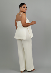 Cordelia Linen Longline Sleeveless Top and Pants Set (Ivory)