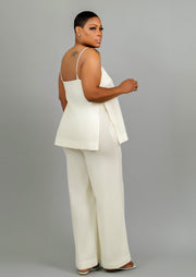Cordelia Linen Longline Sleeveless Top and Pants Set (Ivory)