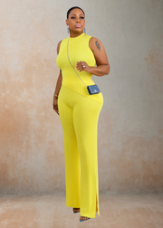 Getting Hotter Knit Pants Set (Yellow)