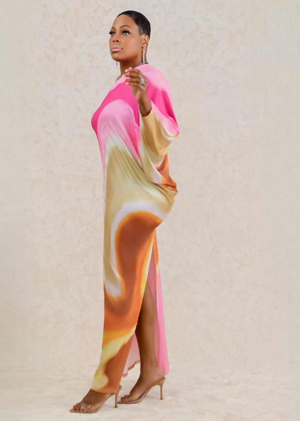 Gisele Off the Shoulder Loose Fit Maxi Dress (Multi) Restock