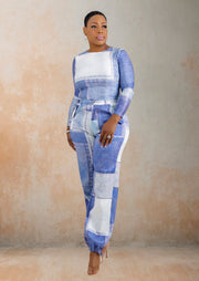 Fleur Round Neck Long Sleeves Top & Jogger Set