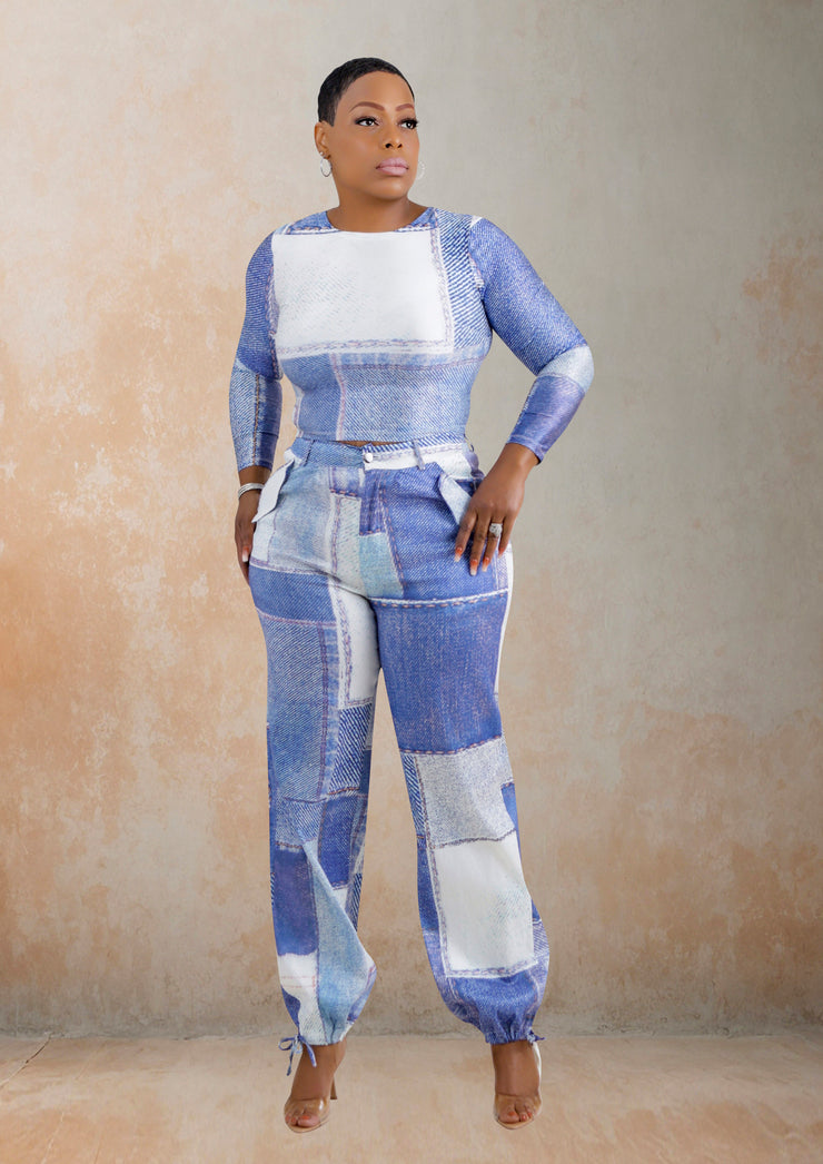 Fleur Round Neck Long Sleeves Top & Jogger Set