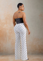 Gina High Waist Polka Dot Pants (Black/Ivory)