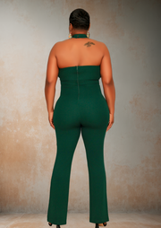 Bliss Criss Cross Halter Neck Jumpsuit (Green)