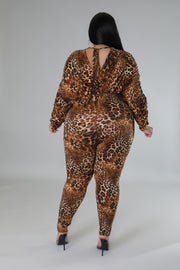 Animal Print Jumpsuit (Brown)